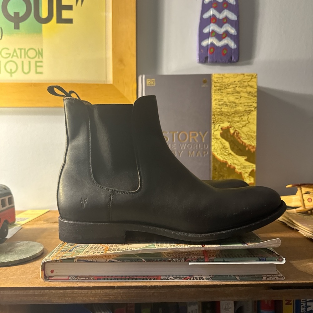 Frye Black Leather Ankle Boots